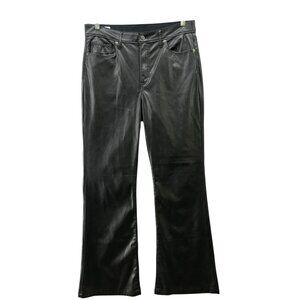 Gap 70s Flare High Rise Faux Leather Pants Womens 32/14R‎ Black Stretch Rock